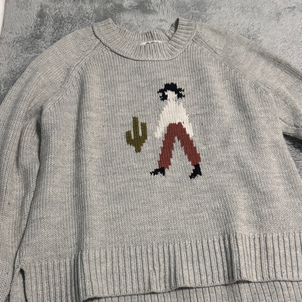 Madewell Light Gray Ribbed Knit Sweater